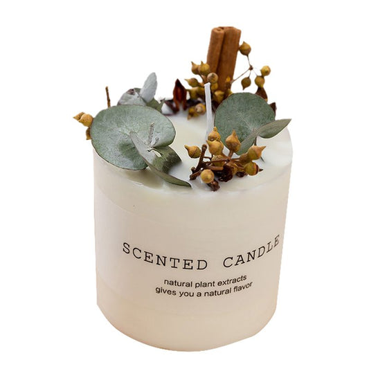 Scented Candle Soy Wax Dry Flower Glass Cover Wood Mat Aromatherapy Candle for Home Decoration Birthday Gift Type 2